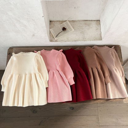 Vestido térmico de otoño e invierno tejido en algodón y lana