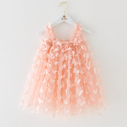 Children's Embroidered Butterfly Strap Skirt