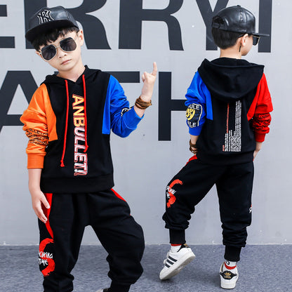 Costume de printemps pour garçons, nouveaux vêtements pour enfants coréens dans le grand garçon, costume de sport à manches longues deux pièces, vêtements de marée 