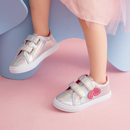 Childrens Mirror Panel Shoes Trendy Sequin Girls Shoes Cute Classic Velcro Designs