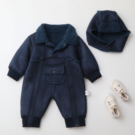 Fur One-piece Hooded Jumpsuit Children's Romper Outwear