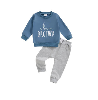 Casual Boy Letter Printed Crew Neck Sweatshirt Trousers Suit