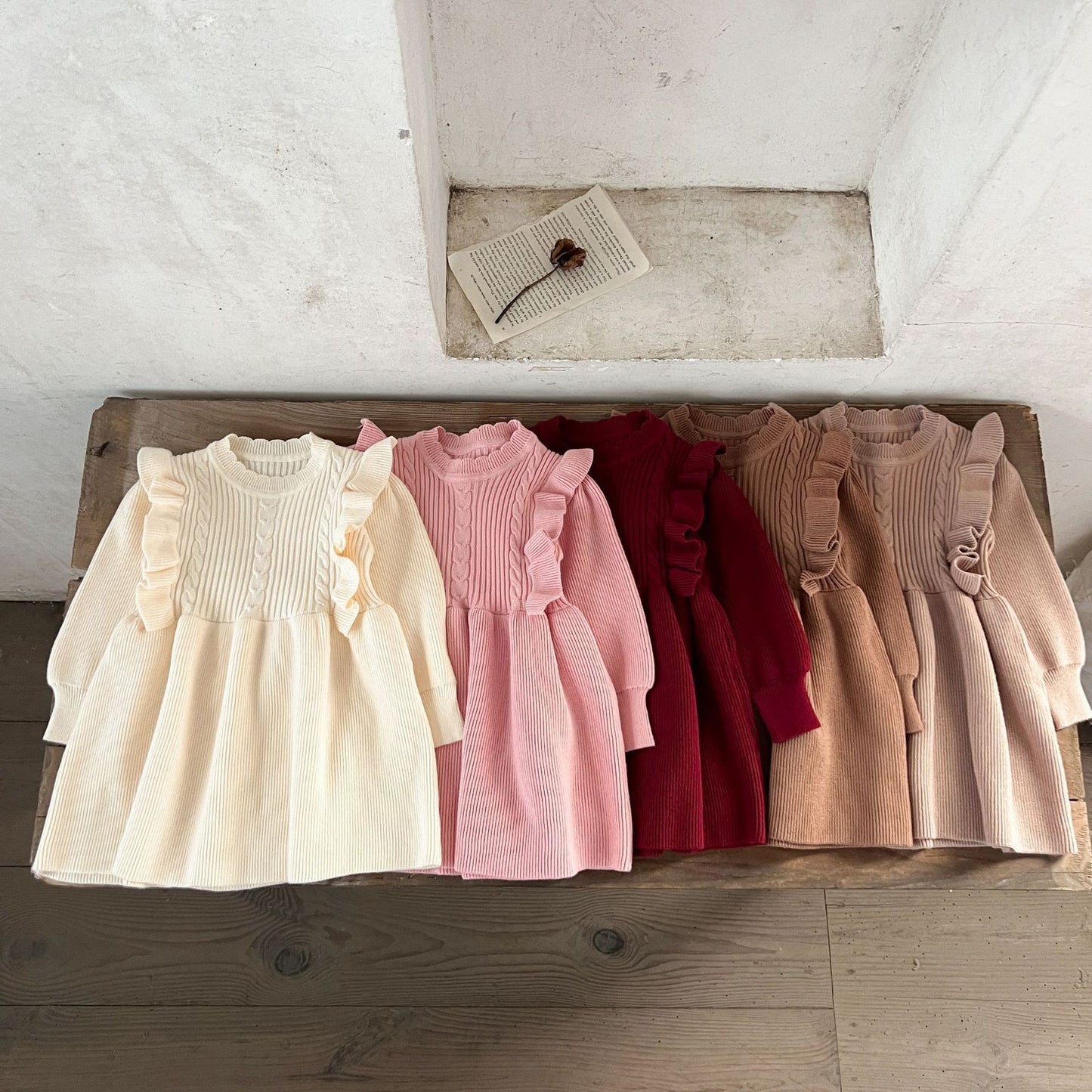 Vestido térmico de otoño e invierno tejido en algodón y lana