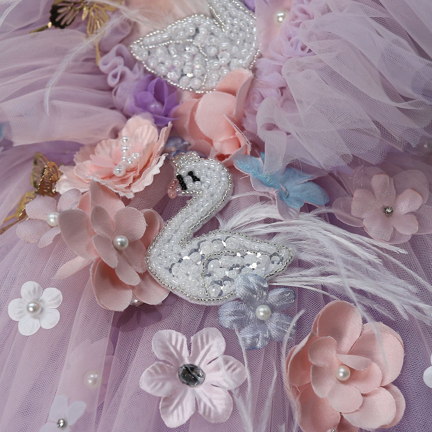 Robe de princesse en tulle et plumes avec jupe tutu pour enfants