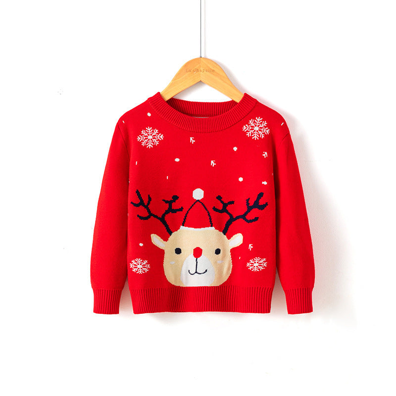Cotton Double Layer Autumn Winter Christmas Long Sleeved Children's Sweater