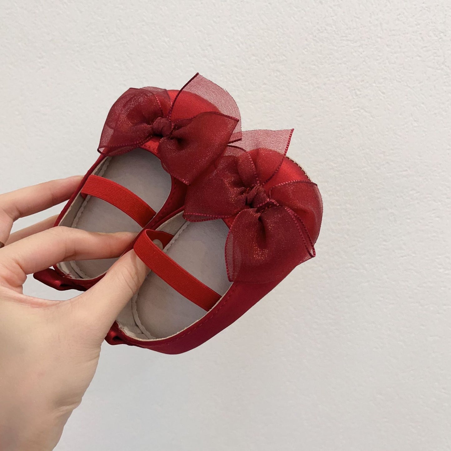 Princess Toddler Soft Bottom Pumps Bow Velcro Small Fabric Shoes