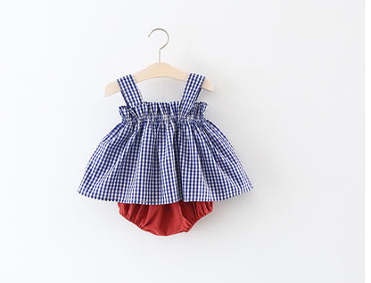 Plaid Suspenders Butt Clothes Trendy Two-piece Suit