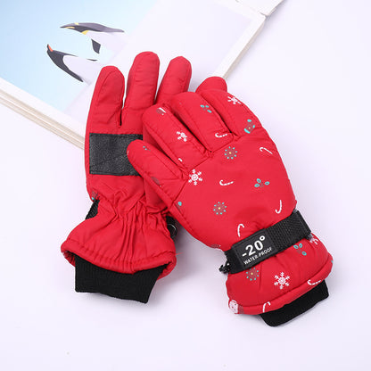 Outdoor Sports Riding Fleece-lined Thickened Finger Children's Ski Gloves