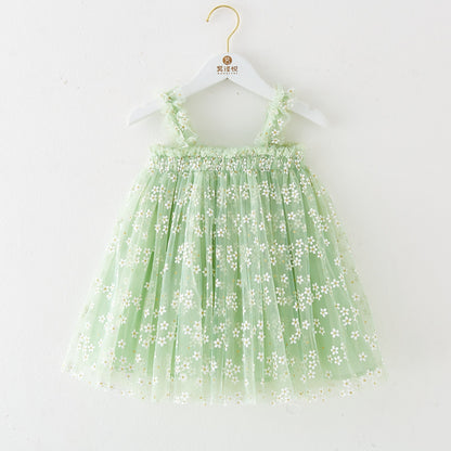 Summer Girls' Sweet Spaghetti-strap Gauze Skirt