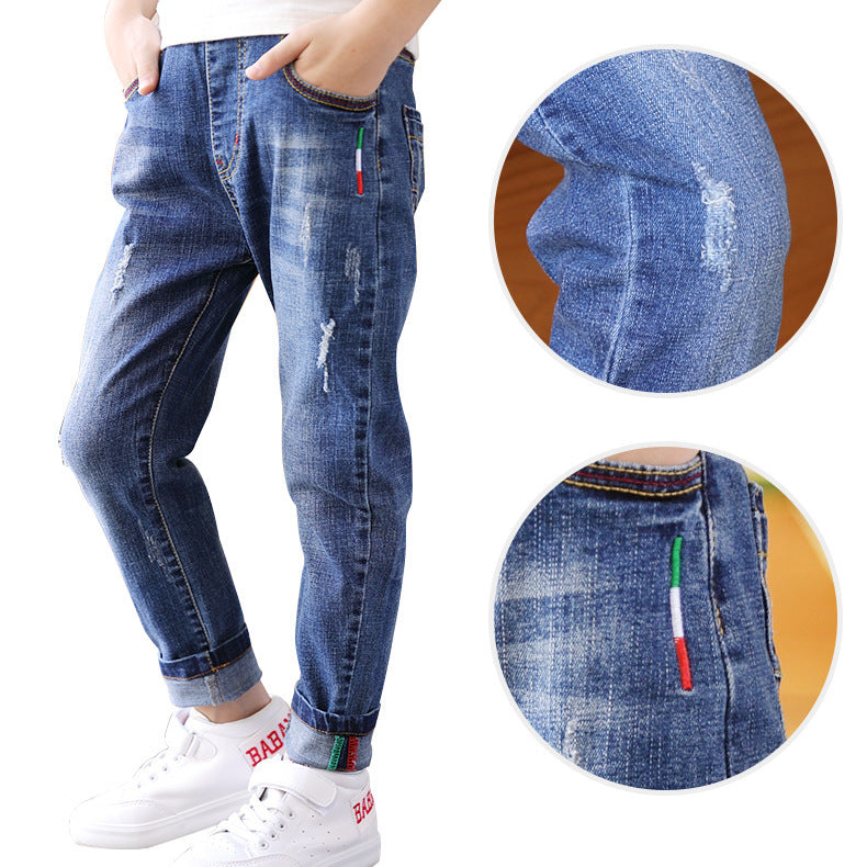 Pantalon en jean pour garçons, nouveau style, grand pantalon pour enfants, pantalon de printemps et d'automne pour enfants