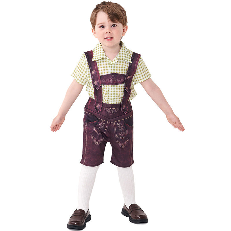 Cute Plaid Suspender Pants Performance Costume