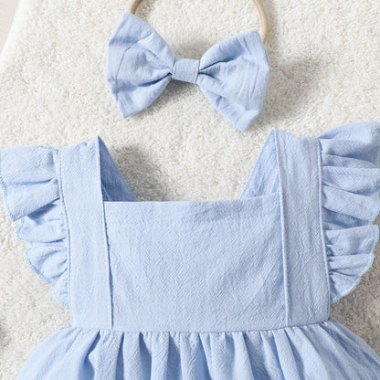 Flying Sleeve Shoulder Solid Color Sleeveless Romper