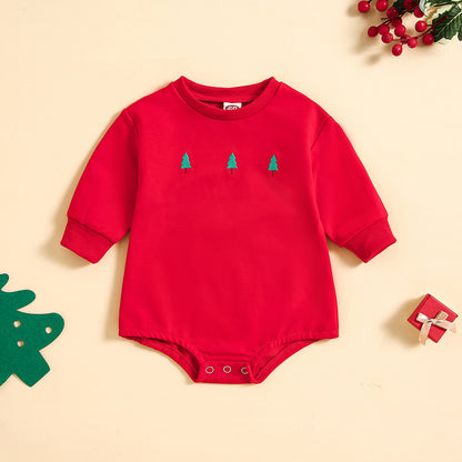 New Baby Printed Christmas Hat Cartoon Jumpsuit