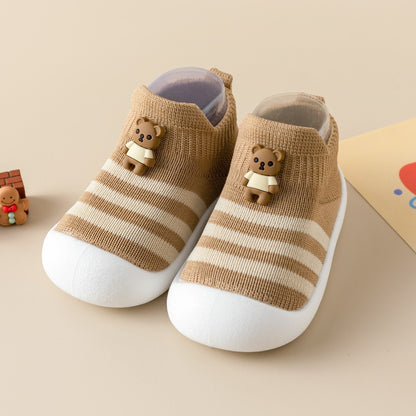 Casual Simple Soft Bottom Non-slip Cartoon Striped Toddler Shoes