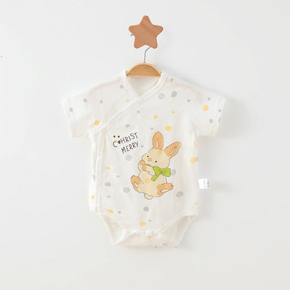Simple Cartoon Print Summer Baby Rompers Girls Clothing