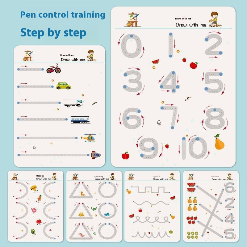 Children's Pen Control Training Copybook Stroke Drawing Point Line Picture Book Potential Development Cards