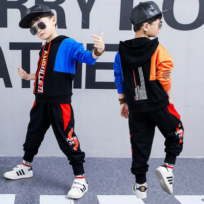 Costume de printemps pour garçons, nouveaux vêtements pour enfants coréens dans le grand garçon, costume de sport à manches longues deux pièces, vêtements de marée 