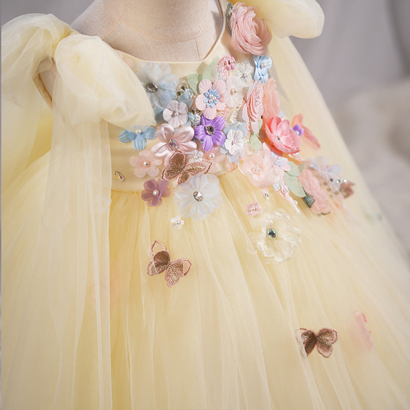 Girls' Applique Dress Children Bow Children's Mesh Sleeveless Premium Tulle Tutu Super Fairy