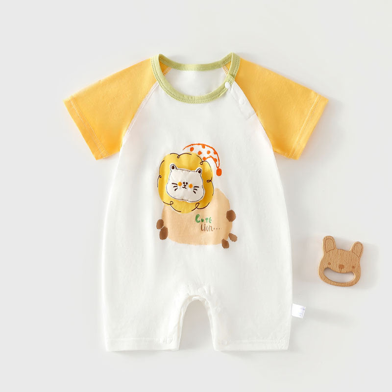Grenouillère bébé en pur coton à manches courtes, sans coutures, légère, pour climatisation, style T-shirt