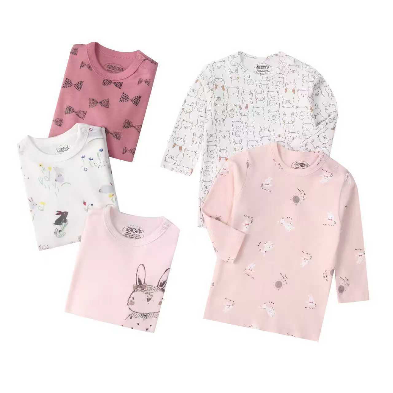 Autumn Children's Cartoon Printed Home Long-sleeved Top T-shirt Mixed Color Five Pieces