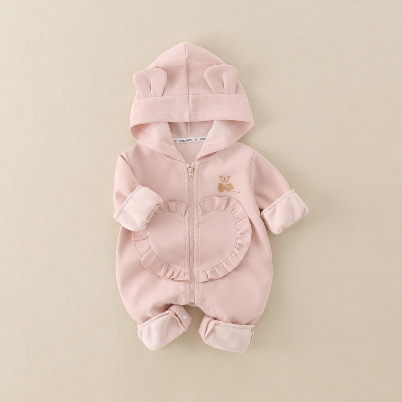 Baby Girl Hooded Cartoon Cute Jumpsuit Infant Fall Outfit Jumpsuit