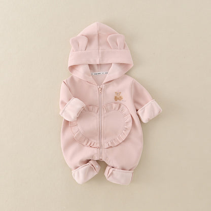 Baby Girl Hooded Cartoon Cute Jumpsuit Infant Fall Outfit Jumpsuit