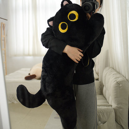 Plush Black Cat Throw Pillow