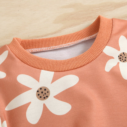Infant Dark Orange Printing Beige Suit