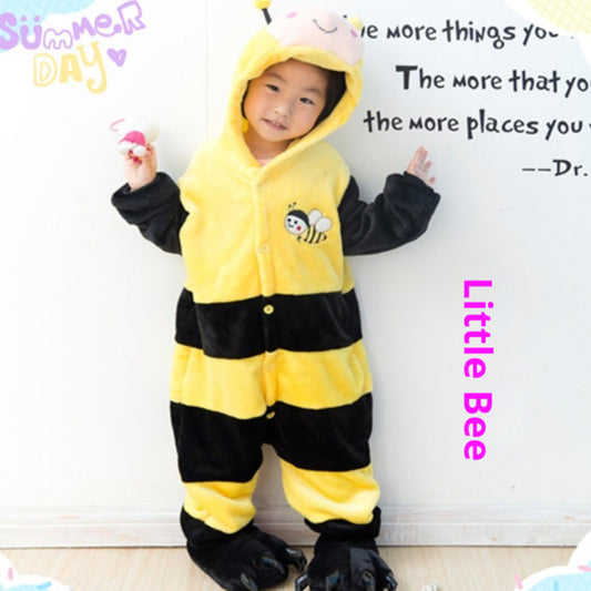 Children's Cute Cartoon Animal Bee One-piece Pajamas Flannel Performance Wear