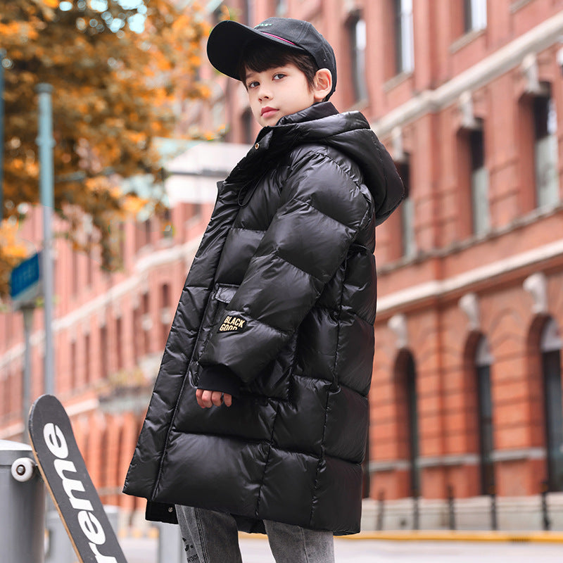 Down Jacket Boy's Long Overfashionable Knee Western Style