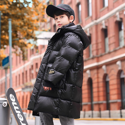 Down Jacket Boy's Long Overfashionable Knee Western Style