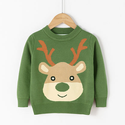 Cotton Double Layer Autumn Winter Christmas Long Sleeved Children's Sweater
