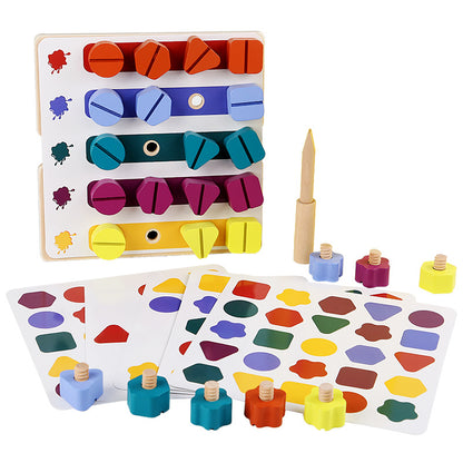 Blos de construction "Vis et écrous" pour la reconnaissance des formes et des couleurs en maternelle