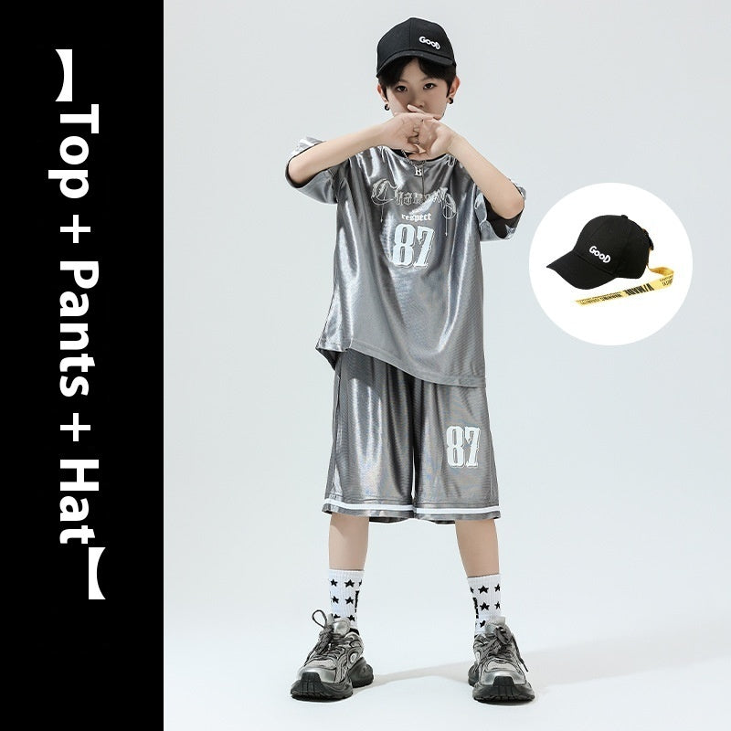 Hip Hop Children's Performance Hip Hop Glossy Loose Outfit