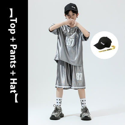 Hip Hop Children's Performance Hip Hop Glossy Loose Outfit