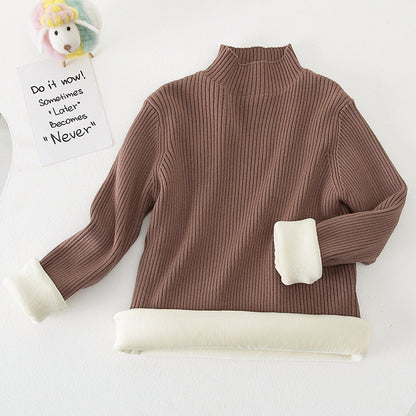 Suéter de cuello alto para niños, prenda de punto superior