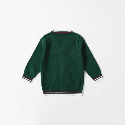 Boys' Knitted Cardigan Sweater - Lightweight V-neck Pullover, Suitable For Outdoor Wear In Spring And Autumn