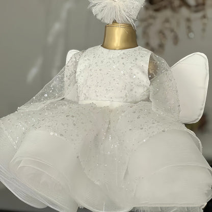 Vestido de princesa para niña de 61 años, estilo occidental, blanco