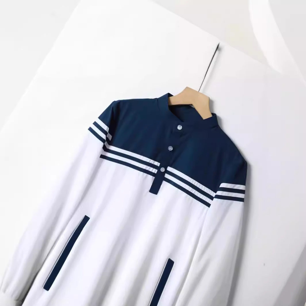 Boy's Fashion Color Contrast Button Striped Robe