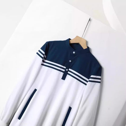 Boy's Fashion Color Contrast Button Striped Robe