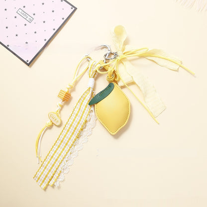 Leather Lemon Women's Bag Pendant Small Fresh Keychain Ornaments