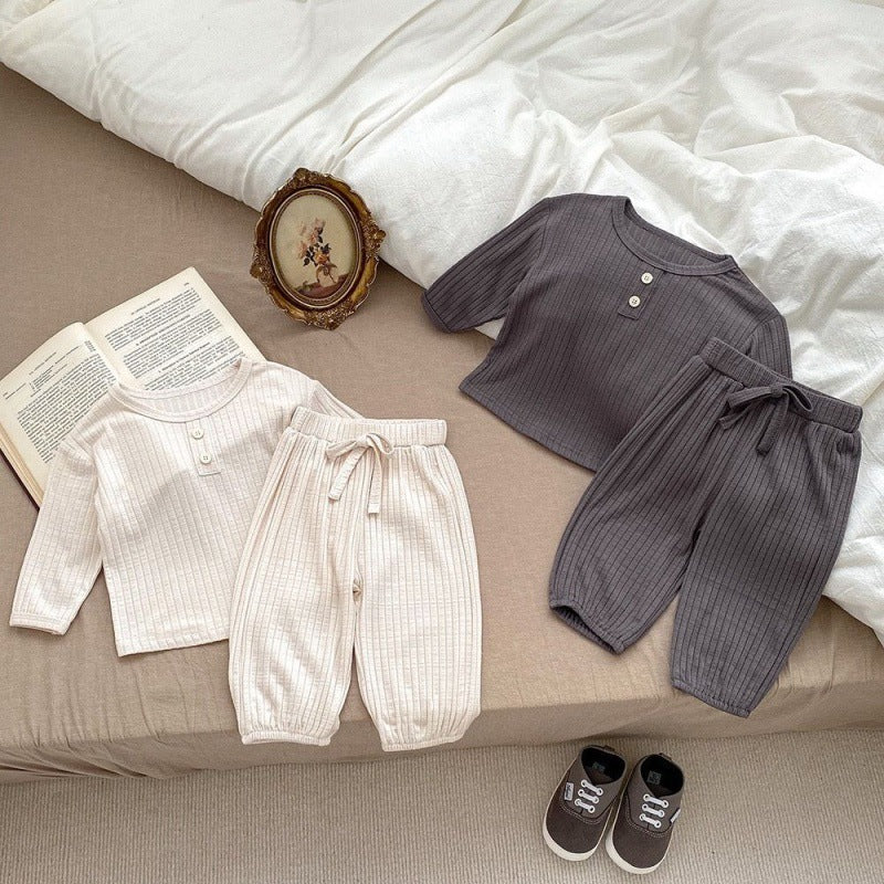 Children Spring And Autumn Cotton Base Pajamas Suit