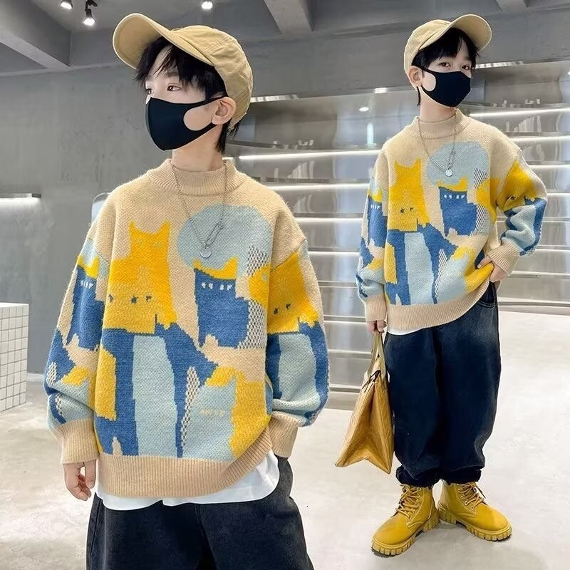 Pull en tricot épais pour les enfants plus âgés et les garçons