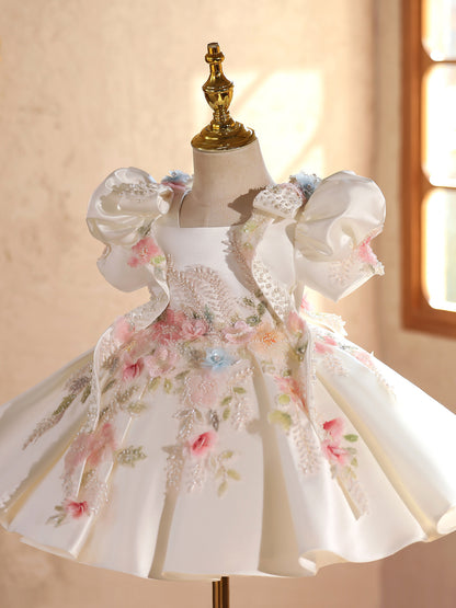 Robe de demoiselle d'honneur haut de gamme, bouffante, mignonne et adorable pour les petites filles