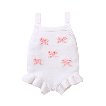 Baby Sling Doll Clothes Wool Romper Bow Embroidery Girl Sweet