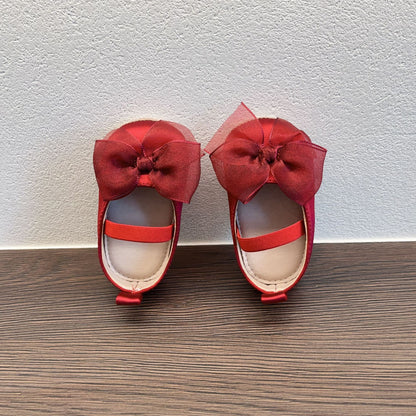 Princess Toddler Soft Bottom Pumps Bow Velcro Small Fabric Shoes