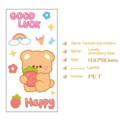 Cute Bear Clear Water Cup Stickers Children's Cartoon Korean Journal Material Mobile Phone Cup Decoration