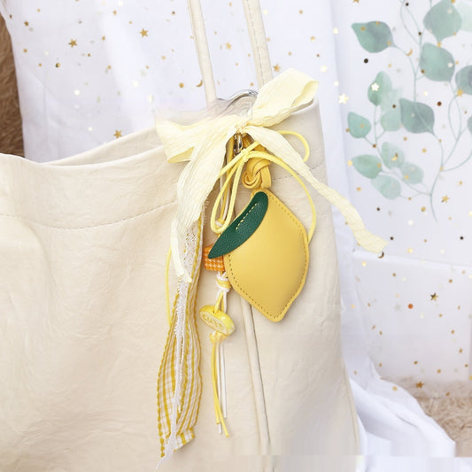 Leather Lemon Women's Bag Pendant Small Fresh Keychain Ornaments