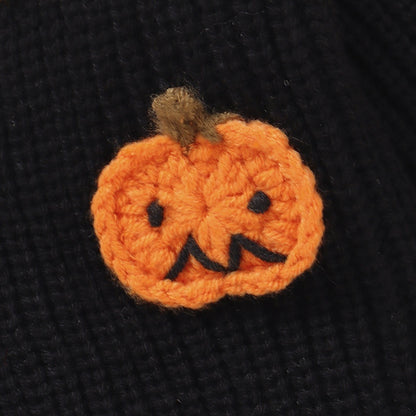 Baby Halloween Three-dimensional Pumpkin Pattern Knitted Long-sleeved V-neck Cardigan