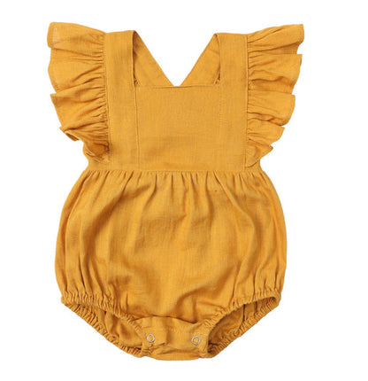 Baby Cotton And Linen Summer Strap One Piece Suit